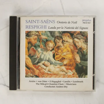 Saint-Saëns és Respighi karácsonyi oratórium CD-jének előlapja klasszikus festménnyel