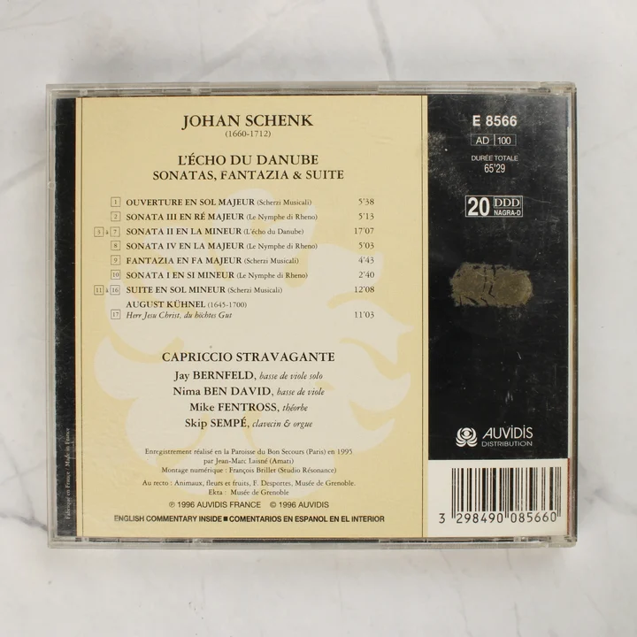Johan Schenk - L'Écho du Danube CD hátlap Johan Schenk - L'Écho du Danube CD tokjának hátlapja a számlistával