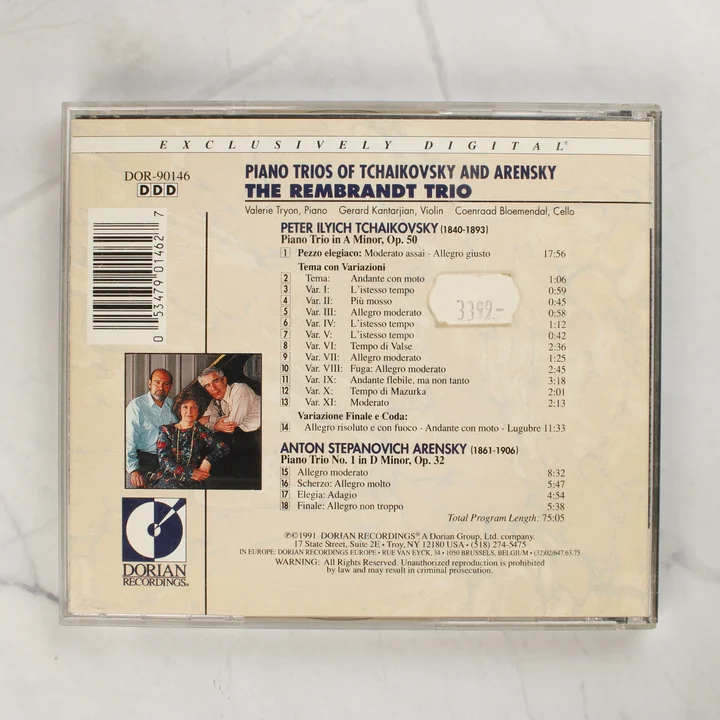 The Rembrandt Trio - Tchaikovsky & Arensky CD hátlap The Rembrandt Trio - Tchaikovsky & Arensky CD hátlapja a számlistával
