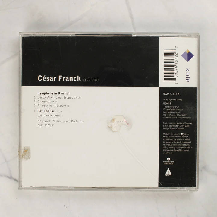 Franck: Symphony in D minor CD hátlap César Franck d-moll szimfónia CD tokjának hátoldala a számlistával
