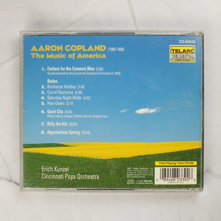 Copland: The Music of America klasszikus zenei CD hátlapja a számlistával