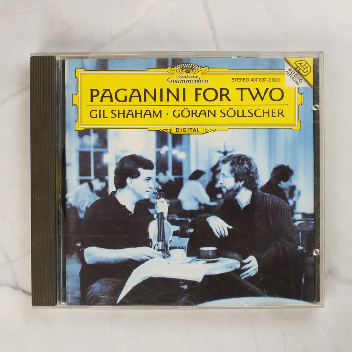 A Paganini for Two CD előlapja a műanyag tokban, Gil Shaham és Göran Söllscher fotójával