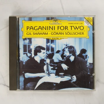 A Paganini for Two CD előlapja a műanyag tokban, Gil Shaham és Göran Söllscher fotójával