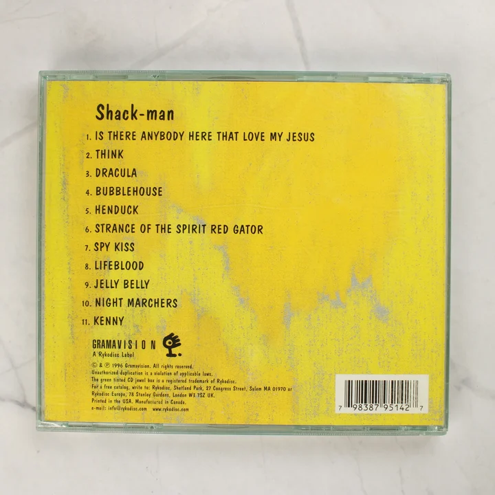 Medeski Martin and Wood - Shack-man CD hátlap Medeski Martin and Wood - Shack-man CD hátsó borítója a dallistával és vonalkóddal