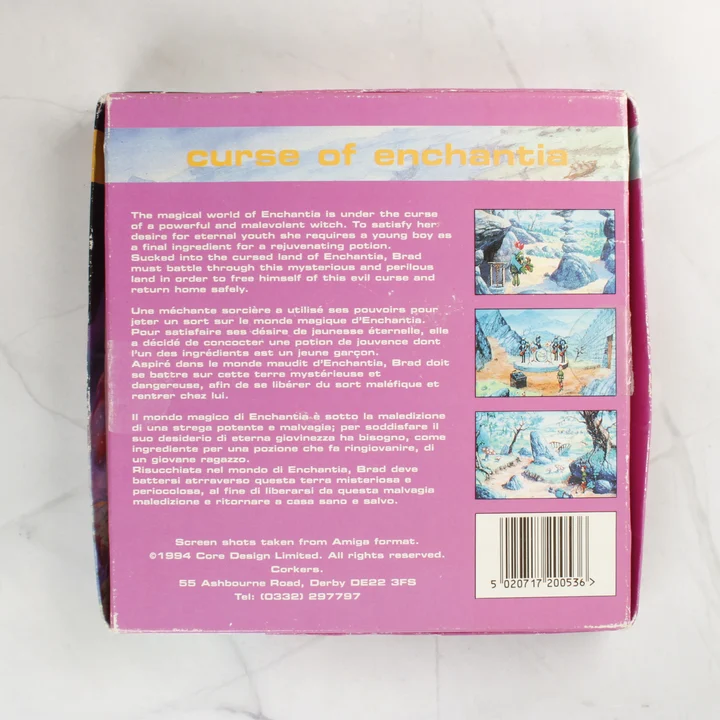 Curse of Enchantia Amiga játék dobozának hátoldala
