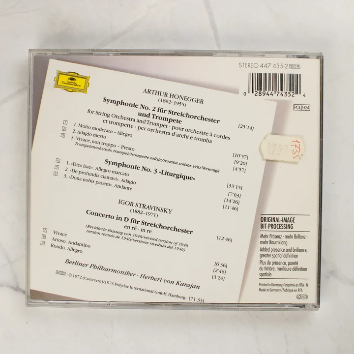 Arthur Honegger Symphonien Nos 2 és 3 CD hátlap Arthur Honegger Symphonien Nos 2 és 3 CD hátlapja a számlistával és vonalkóddal
