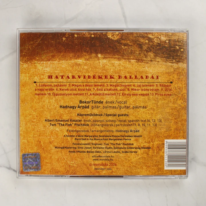 Mondola - Határvidékek balladái CD hátlap Mondola - Határvidékek balladái CD hátlapja a számlistával