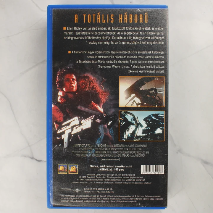 Aliens - A bolygó neve: Halál VHS borító hátlap Aliens - A bolygó neve: Halál VHS tok hátoldala leírással és képekkel