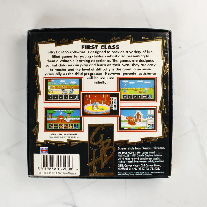 A First Class with the Shoe People videójáték dobozának hátoldala