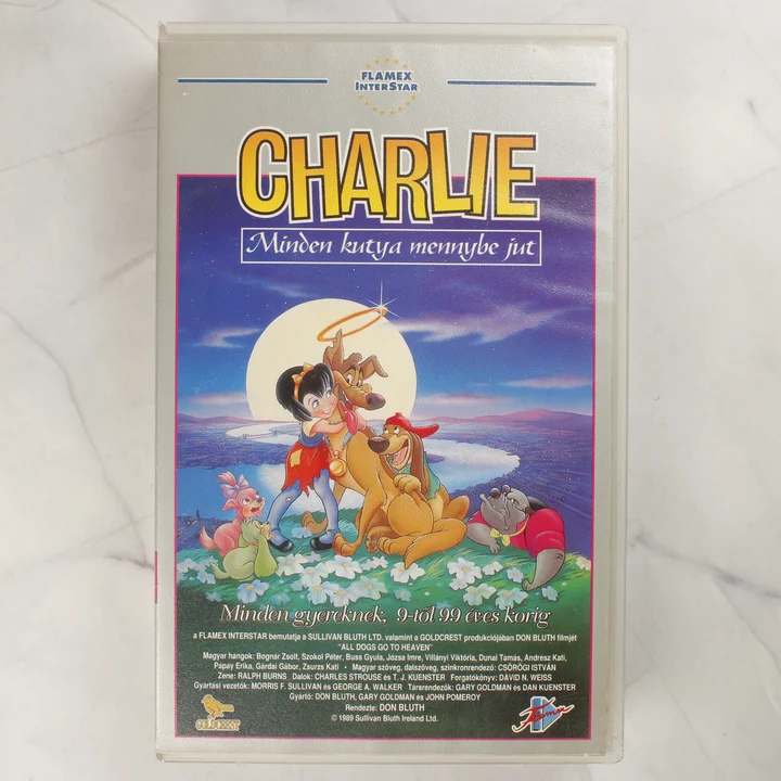 Charlie - Minden kutya mennybe jut VHS borító előlap A Charlie - Minden kutya mennybe jut című rajzfilm VHS tokjának előlapja
