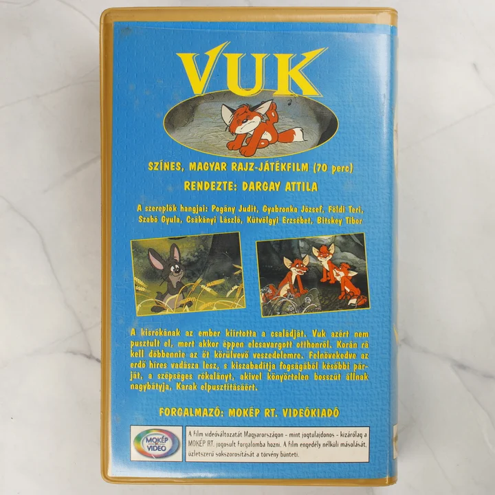 Vuk VHS-kazetta borító hátlap A Vuk VHS-kazetta hátlapi borítója a stáblistával és ismertetővel