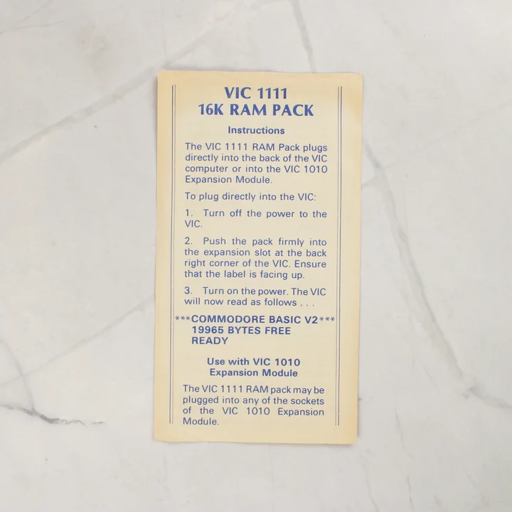 commodore-vic-1111-ram-cartridge-utmutato Commodore VIC-1111 16K RAM bővítő cartridge használati útmutató