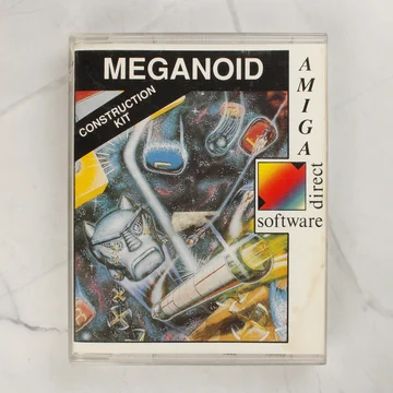A Meganoid Construction Kit Amiga videójáték előlapja a műanyag tokban