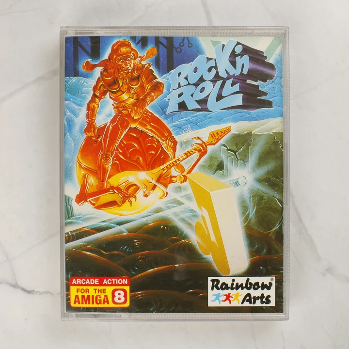 Rock'n Roll Amiga játék előlap A Rock'n Roll Amiga játék előlapi borítója a műanyag tokban