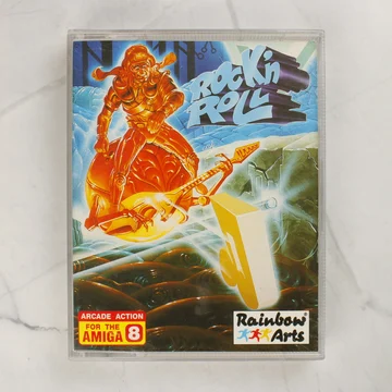 A Rock'n Roll Amiga játék előlapi borítója a műanyag tokban