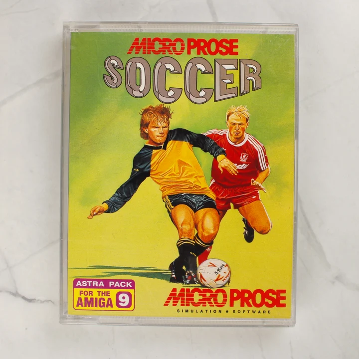 A MicroProse Soccer Amiga játék elülső borítója a műanyag tokban