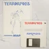 A Terrorpods játékhoz tartozó 3,5 colos floppy lemez és a mellékelt papírtérkép