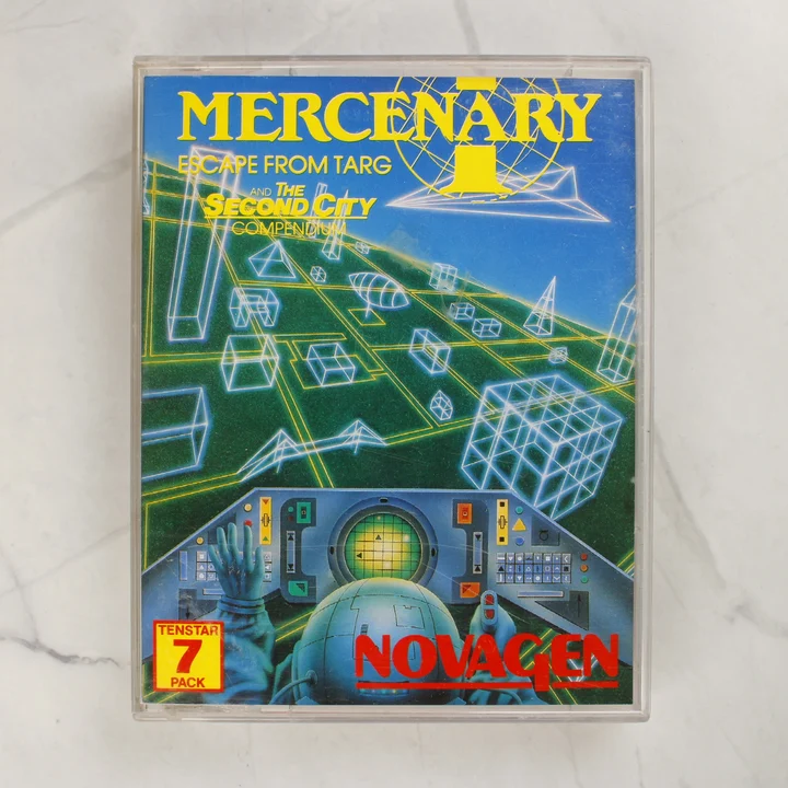 Mercenary Escape from Targ Amiga játék tok előlap A Mercenary Escape from Targ Amiga videójáték tokjának előlapja színes grafikával