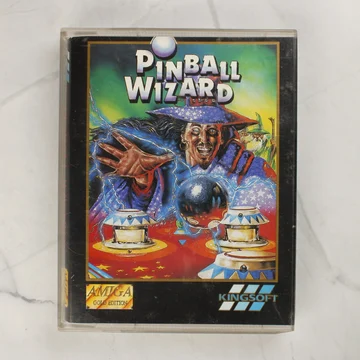 A Pinball Wizard Amiga játék tokjának előlapja a varázslós grafikával
