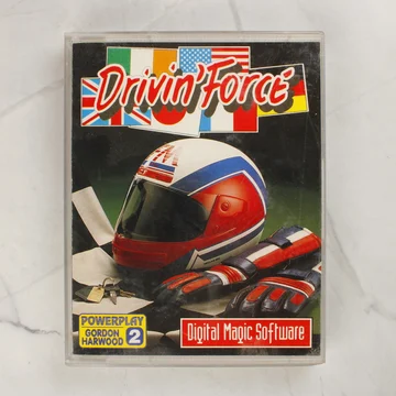 A Drivin' Force Commodore Amiga játék műanyag tokjának előlapja a színes borítóval