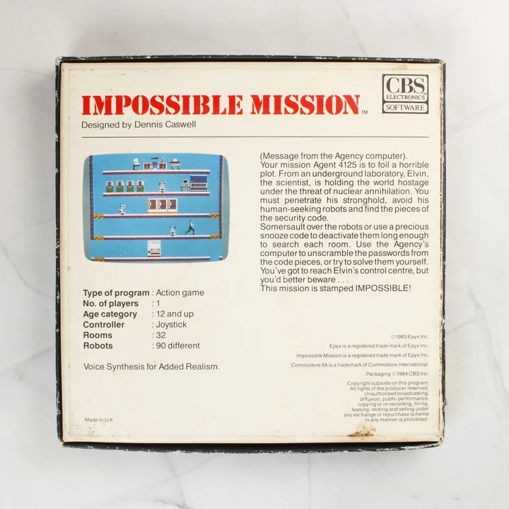 Impossible Mission doboz hátoldala