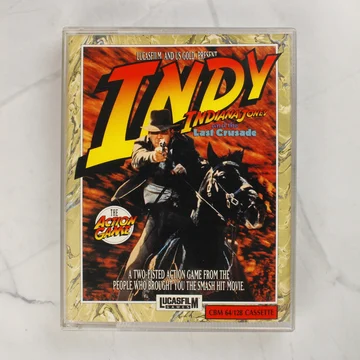 Indiana Jones and the Last Crusade C64 játék kazetta tokban elölnézetből