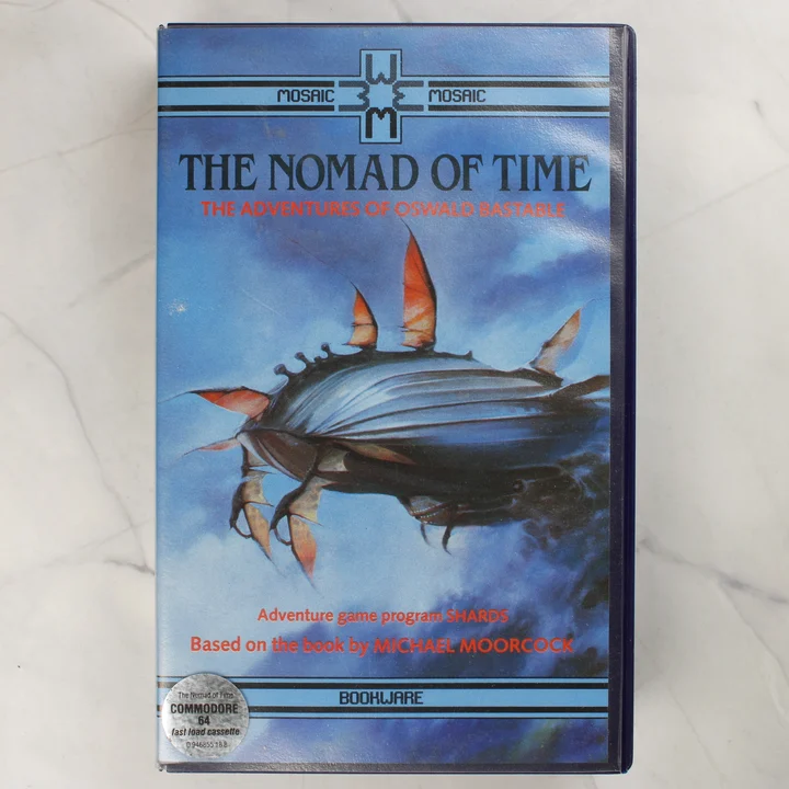 The Nomad of Time C64 játék tok előlap A The Nomad of Time Commodore 64 játék tokjának előlapja a színes borítóval