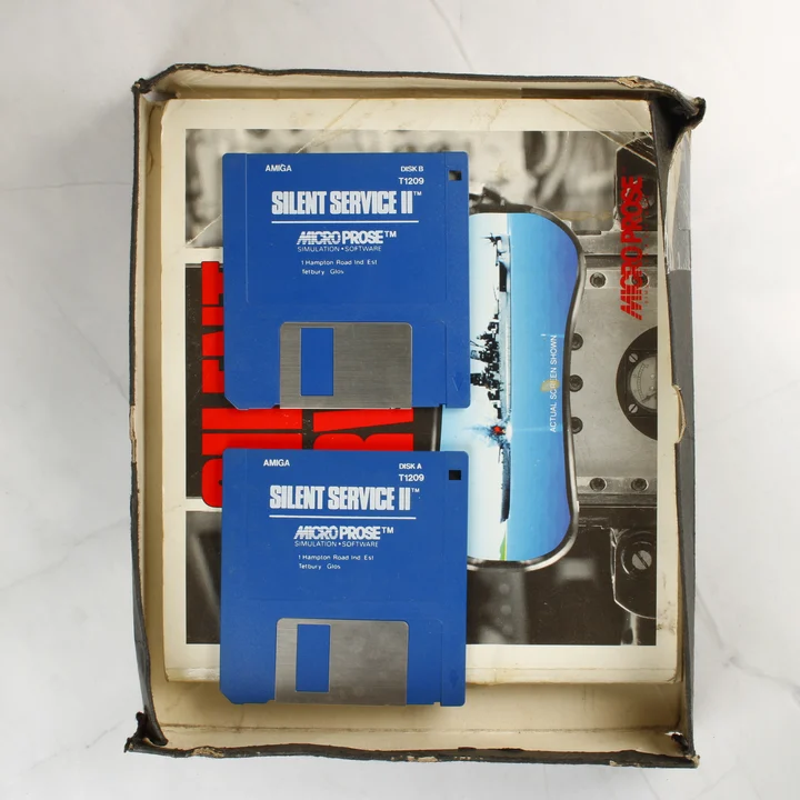 Silent Service II floppy lemezek Silent Service II Amiga floppy lemezek és kézikönyv