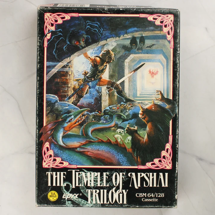 Temple of Apshai Trilogy dobozkép A Temple of Apshai Trilogy Commodore 64 játék dobozának előlapja