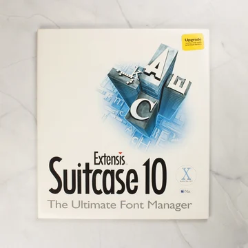 Az Extensis Suitcase 10 Mac szoftver dobozának előlapja