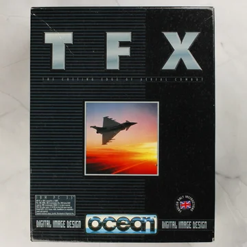 A TFX PC-s játék nagydobozának előlapja egy vadászgép képével