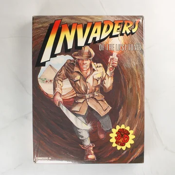 Az Invaders of the Lost Tomb Commodore 64 játék dobozának előlapja