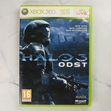 A Halo 3: ODST Xbox 360 játék előlapi borítója a zöld tokban