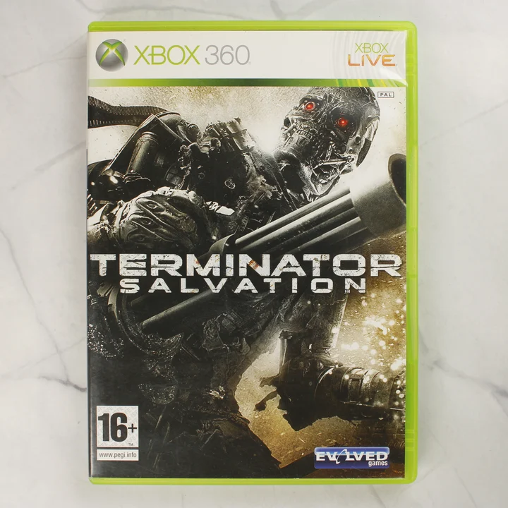Terminator Salvation Xbox 360 előlap A Terminator Salvation Xbox 360 játék előlapi borítója a zöld tokban