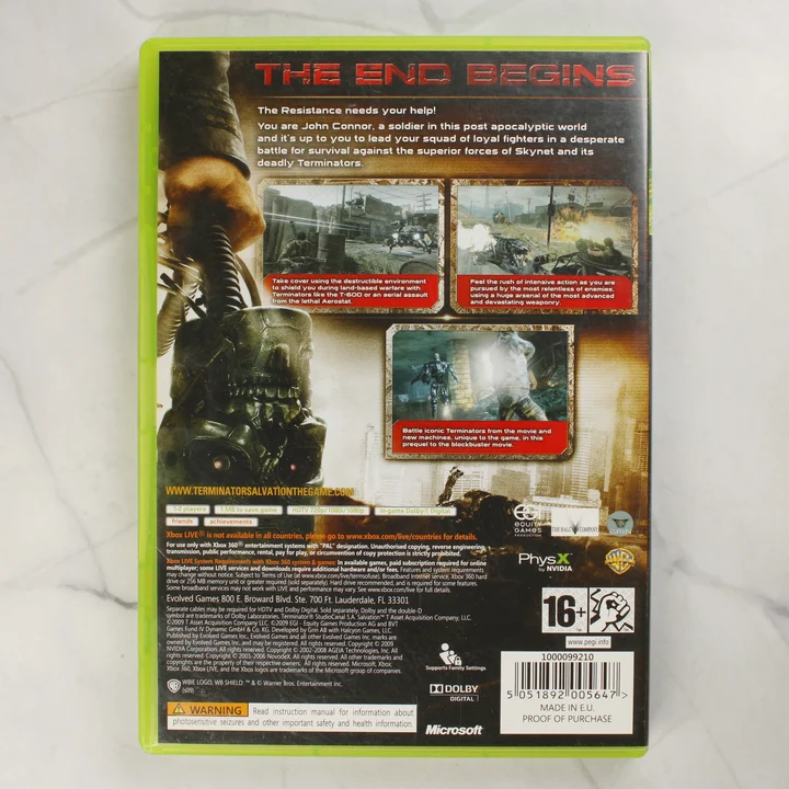 Terminator Salvation Xbox 360 hátlap A Terminator Salvation Xbox 360 játék hátlapi borítója részletekkel és képekkel