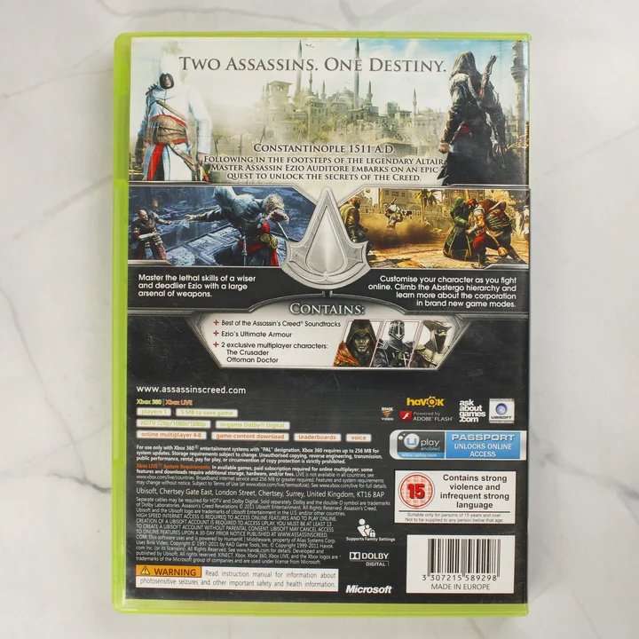 Assassin's Creed Revelations Special Edition Xbox 360 játék tokjának hátlapja