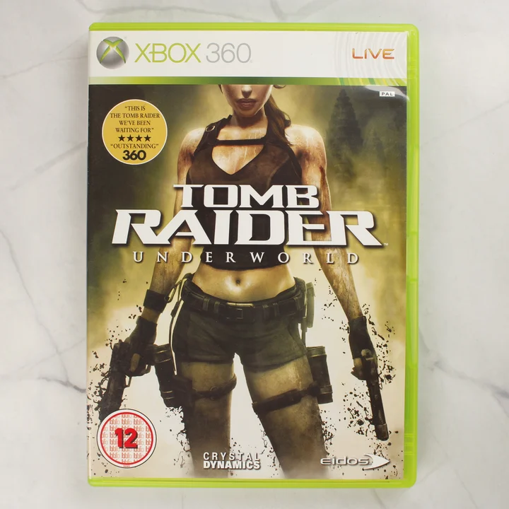 Tomb Raider Underworld Xbox 360 játék tokjának előlapja Lara Croft képével