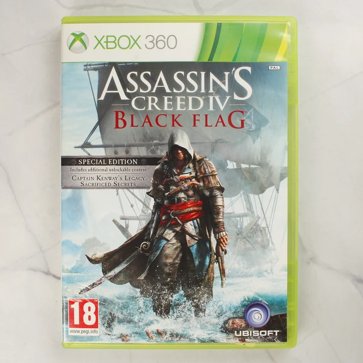 Az Assassin's Creed IV Black Flag Special Edition Xbox 360 játék előlapja a zöld tokban