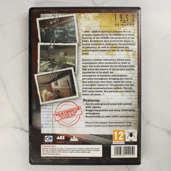 1953 - KGB Unleashed PC játék hátlap A 1953 - KGB Unleashed PC-s videójáték tokjának hátlapja leírással és képekkel