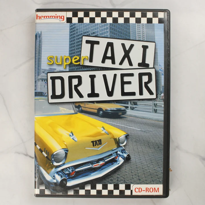 Super Taxi Driver PC játék előlap A Super Taxi Driver PC-s videójáték tokjának előlapja sárga taxival