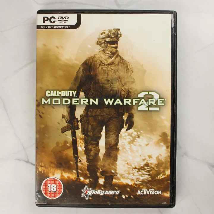 A Call of Duty: Modern Warfare 2 PC-s játék előlapi borítója a fekete műanyag tokban