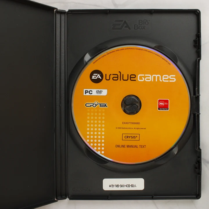 Crysis EA Value Games PC belső lemez A Crysis PC játék DVD-ROM lemeze a nyitott tokban a termékkulccsal