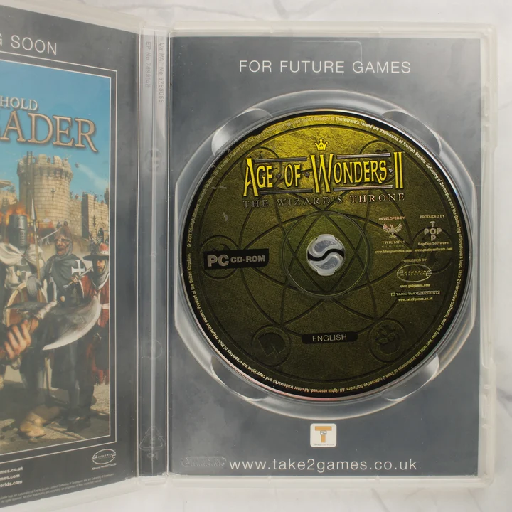 Age of Wonders II PC játék belső lemez Az Age of Wonders II: The Wizard's Throne PC CD-ROM lemez a nyitott műanyag tokban