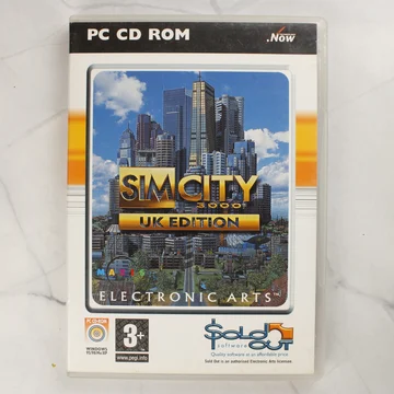 A SimCity 3000 UK Edition PC videójáték tokjának előlapja