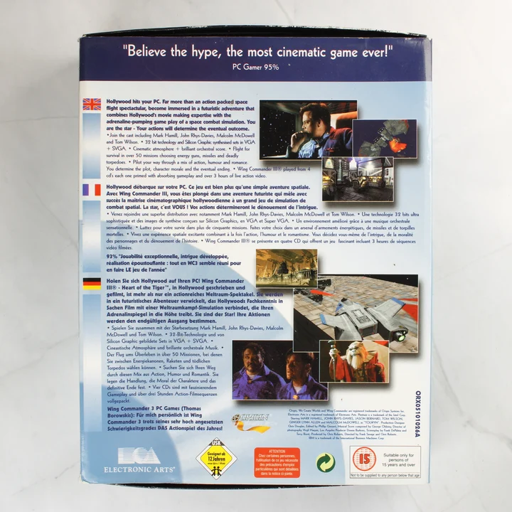 Wing Commander III Heart of the Tiger PC játék doboza hátulról