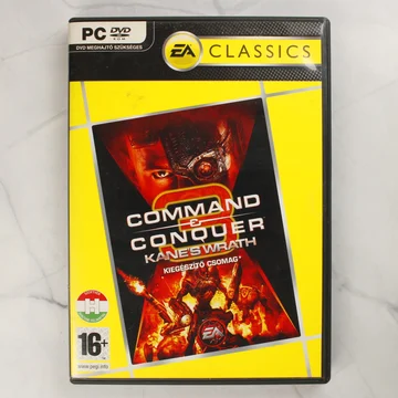 A Command & Conquer 3: Kane's Wrath PC játék EA Classics kiadásának előlapja sárga-fekete borítóval