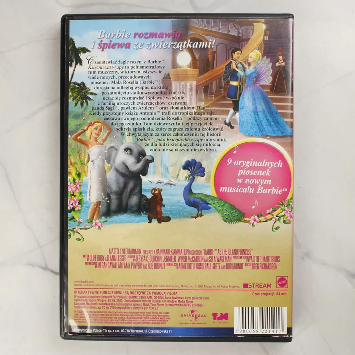 Barbie jako Księżniczka Wyspy VCD hátlap Barbie jako Księżniczka Wyspy VCD film hátlapi borítója