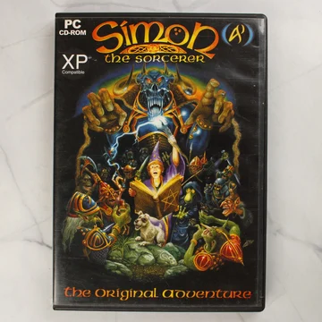 Simon the Sorcerer PC CD-ROM játék elölnézeti képe a fekete műanyag tokban