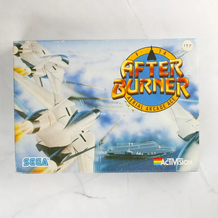 After Burner C64 doboz elölnézet After Burner Commodore 64 videójáték dobozának előlapja