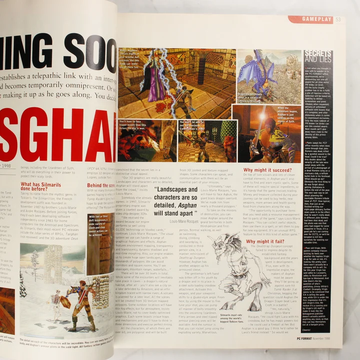 PC Format magazin belső oldal Asghan Az Asghan című játék bemutatója a PC Format magazin belső oldalain